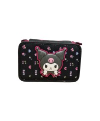 astuccio-kuromi-3zip-completo-rosa-e-nero