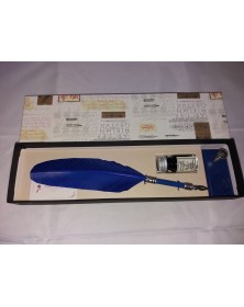PENNINO CON PIUMA BLU E ARGENTO  CONF : 30 X 8 CM
