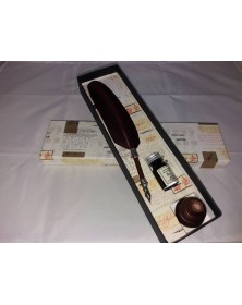 PENNINO CON PIUMA MARRONE E ARGENTO CONF : 30 X 8 CM